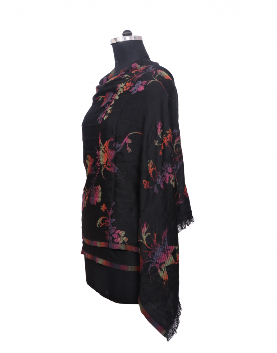Women Stole flower design black
