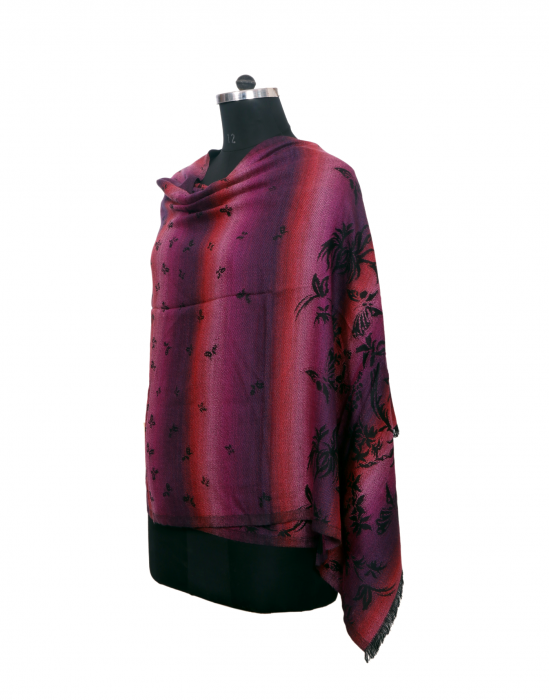 Women Stole flower design purple