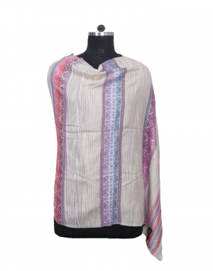 Women Stole stripe design cream