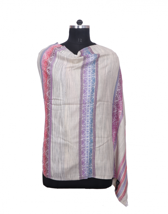 Women Stole stripe design cream