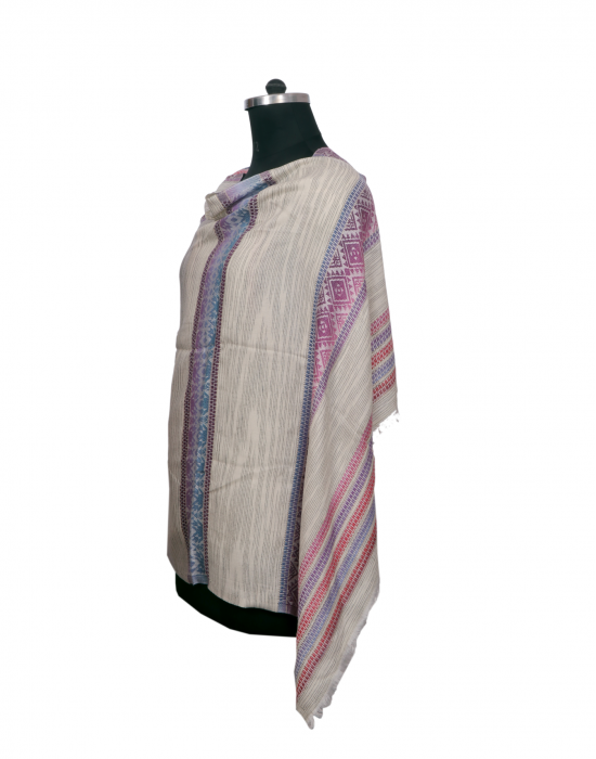 Women Stole stripe design cream