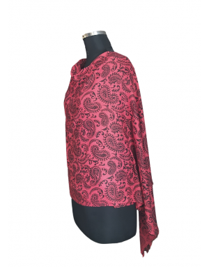 Women stole block design maroon