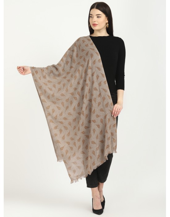 Women stole peacock design Brown
