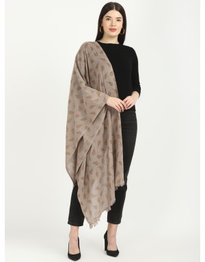 Women stole peacock design Brown