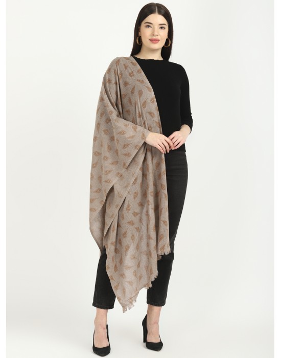 Women stole peacock design Brown