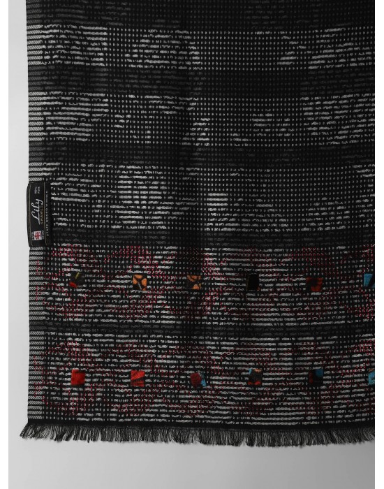 women Jacquard  design stole grey